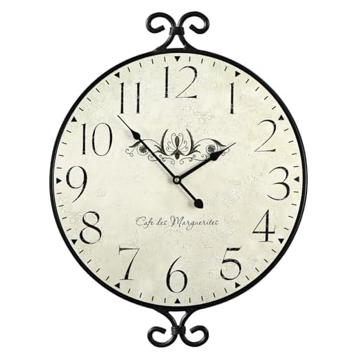 Farmhouse Wall Clock, 17H×13.4D Inch, Wrought Iron Frame with Warm Gray Finish, Vintage Wall Clock Silent Battery Operated Wall Clocks for Home Living Room Kitchen Bedroom