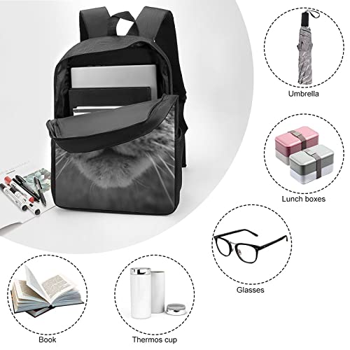 Sac à dos imprimé 3D chat cartable scolaire mixte grand format 17 pouces