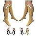 HealthyNees 2 Pairs Set Closed Toe 20-30 mmHg Zipper Compression Fatigue Swelling Circulation Knee Length Socks, Multi (L/XL - 2 Pairs Beige)