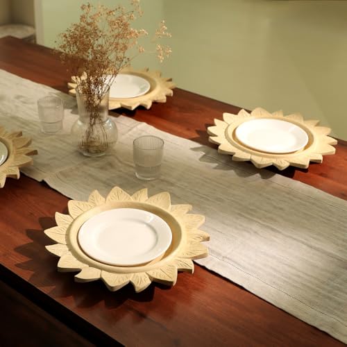 Plato cargador de madera artesanal de 13 pulgadas miniatura 2