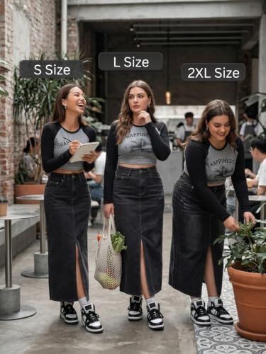 Image of Leriya Fashion Denim Skirt for Woman | Midi Skirt for Women with Front Slit Straight Fit Western Streetwear | Jeans Skirts Fors Women, College Outfit Womens Everyday Styling