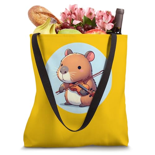 Bolso Tote con Diseño de Capibara Tocando Violín miniatura 4