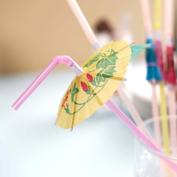 50 pitillos multicolor con sombrilla para fiesta miniatura 2