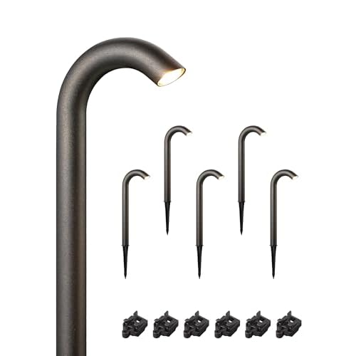 EDISHINE Low Voltage Landscape Lighting, 3W 3000K 200LM Bright LED Pathway Lights Wired, IP65 Outdoor Landscape Lighting & Accessories, CRI80 Aluminum Bent Pipe Path Light for Yard Garden Bl