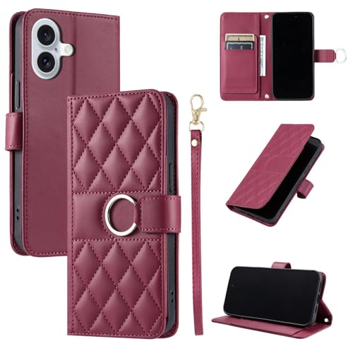 Étui portefeuille iPhone 12 Pro Max rouge clapet magnétique protection cuir 6,7 pouces