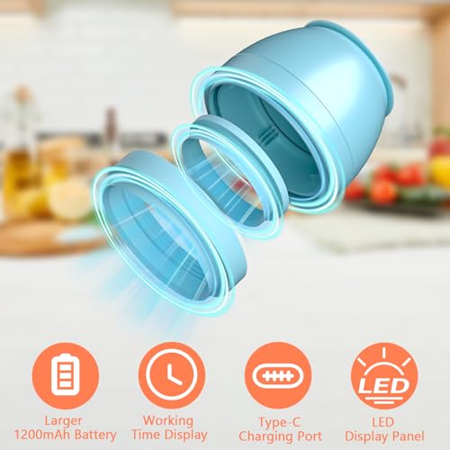 Image of FUTUREZEN Electric Mason Jar Vacuum Sealer for Regular and Wide Mouth, Blue | automatic vacuum sealing, food preservation, bottle opener, USB-C cable, jar lids