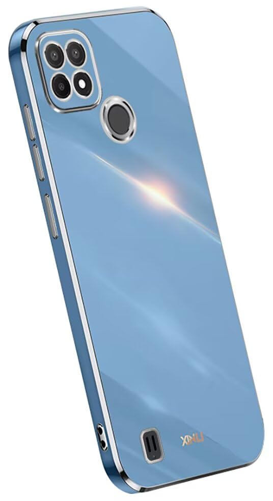 Topme Funda de Silicona para Realme C21Y / Realme C25Y (6.5' Inches), [ Carcasa Case de Teléfono Estilo Borde Dorado] - Azul Marino