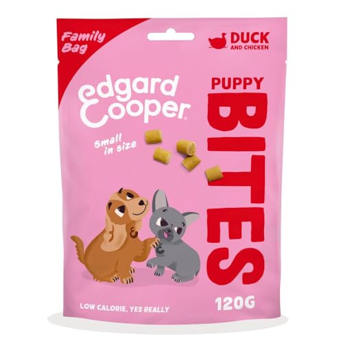 Edgard Cooper Premios para Perros, (Pato y Pollo, 1 x 120g), Pequeño, Bocaditos para Cachorros, Sin Cereales, Carne Fresca, Llena de aminoácidos Esenciales para un estómago Sano