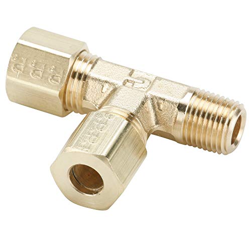 Parker Hannifin 171C-4-4-pk10 Male Run Tee Compression Fitting, Forged Brass, 1/4" Compression Tube x 1/4" Male Thread (Pack of 10)