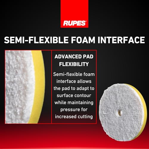 Image of RUPES 9.MF160M Pack of 24 Yellow D-A Fine Microfiber Polishing Pads 160mm | Compatible with 6 inch Backing Plate | Enhances Final Finish & Gloss | Quick Removal of Moderate Defects