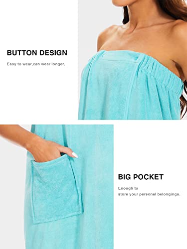Image of Kniffi Shower Wrap Robe for Women Bath Body Towel Wrap Spa Soft bathrobe with Adjustable Snap Closure