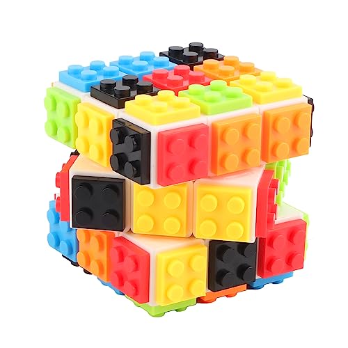 Speed Rubix Cube 3 x 3, Cubo mágico de ladrillo 2 en 1 Ladrillos cerebrales y Rompecabezas de Teaser Compatible con Lego para niños, Adultos, niños y niñas (Blanco)