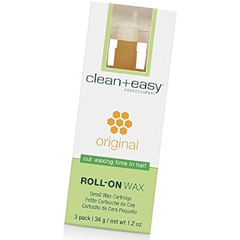 Clean + Easy Small Original Roll On Wax Refill for Wax Cartridge, Hygienic Depilatory Hair Removal Treatment, Removes Fine to Coarse Hairs, Perfect for Delicate Skin - 3 Packs Cover