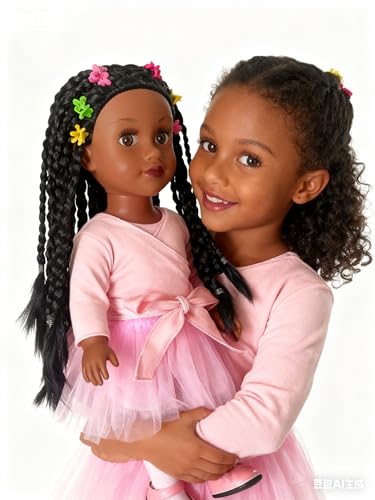 Muñeca afroamericana de 18 pulgadas con cabello rizado miniatura 3