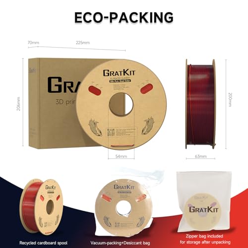 Image of Gratkit Silk Dual Color PLA Filament, Coextrusion PLA Filament 1.75mm, + /-0.03mm, 2 * 1KG /Roll, Silk PLA Black & Red 2KG