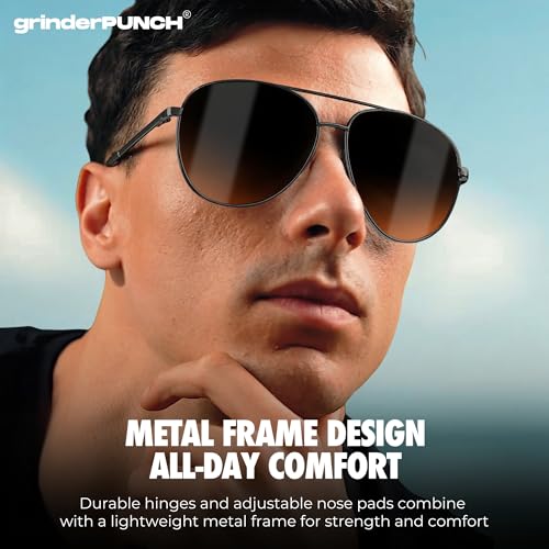 Image of grinderPUNCH Big XL Wide Frame Extra Large Polarized Aviator Sunglasses for Big Heads Men Oversized
