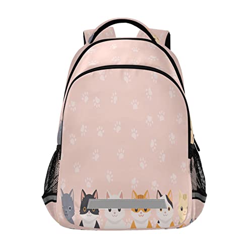 Mochila para la escuela, estampado de huellas de gato rosa, mochila de viaje para hombres y mujeres, mochila escolar para libros, bolsa para laptop de 17 pulgadas, mochila casual para niños, niñas