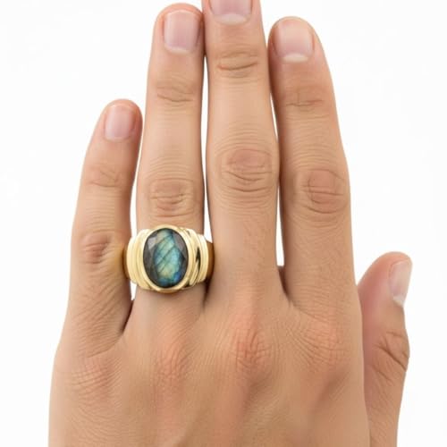 Image of 55Carat Choose Your Color Natural Birthstones 18 K Gold Plated Ring Bold Statement Jewellery Sizes 4-13