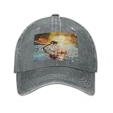 PHAYAH Gorra de béisbol con diseño de libélula y dibujos animados de vaquero, para hombres y mujeres, gorra de béisbol retro, color negro, gris, Talla única