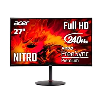Acer Monitor de jogos Nitro 68.6 cm 1500R Curvo Full HD PC | AMD FreeSync Premium | 240Hz | 1ms VRB | Alto-falantes | HDR10 | ErgoStand | Compatível com montagem VESA | 1 x DP 1.4 e 2 x HDMI 2.0 |