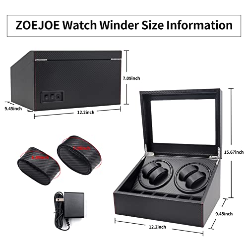 Zoejoe Automatic Watch Winders For Men's And Women's Watches With 4 Winding Positions And 6 Storage Case Black And Fiber #TOP3