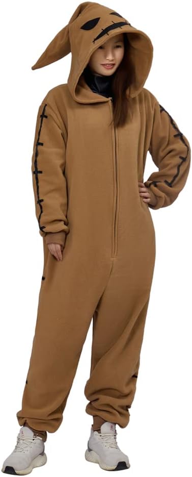Adult Oogie Boogie Costume Unisex Jumpsuit Nightmare Villain Costume Jack Skellington Sleepwear
