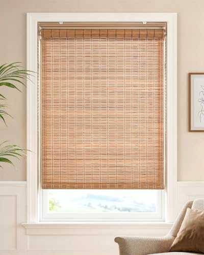 LazBlinds Cordless Bamboo Roller Shades, 71" W x 70" H, Brown206