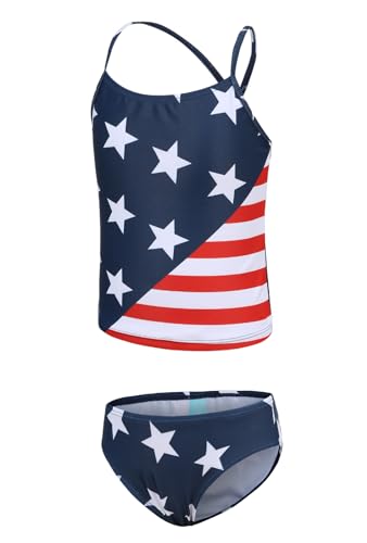 Image of Girls Two Piece Tankini Swimsuits Rainbow Striped Bathing Suit Swim Suit