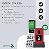 Doro Leva E30-4G Flip Phone for Elderly - Large 2.8" Screen, External Display, High Contrast Keys, Loud & Clear Sound, Camera Secure Button - Charging Cradle Included - Red/White