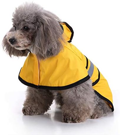 Lifeunion Dog Reflective Raincoat with Hood Harness Hole, Waterproof Slicker Poncho for Small Medium Dogs and Puppies (Small, Yellow)