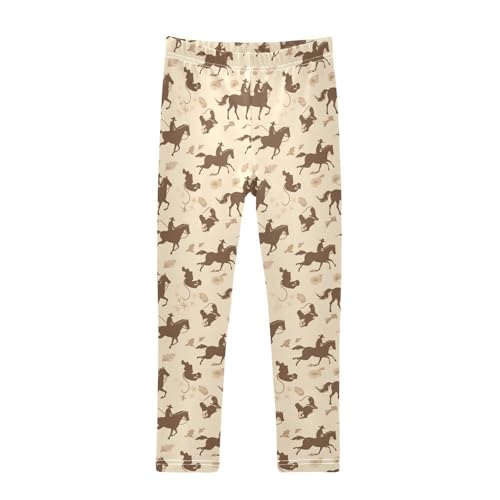 Wusikd Cowboys Horses Girls' Leggings Toddler Doodles Cowboy Boots Kids Yoga Pants Dance Active Tights 4T
