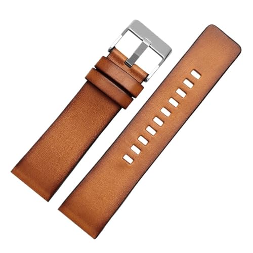 Bracelet montre cuir véritable 22mm marron pour réparer boîtier Diesel DZ4343