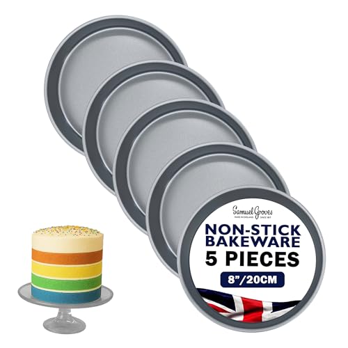Samuel Groves Great British Bakeware - Paquete de 5 moldes antiadherentes para tartas, diseño victoriano, arcoíris, capas, molde para tartas de sándwich, revestimiento de bobina, cumpleaños, fiesta