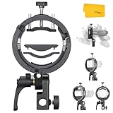 Godox S3 Speedlite Bracket, S-Type Bracket Updated Version Bowens Mount Holder for Godox V1 V1Pro V100 AD300Pro AD300ProII AD200ProII AD200Pro AD200 V860II V860III TT350, Support ±90° Angle Adjustment
