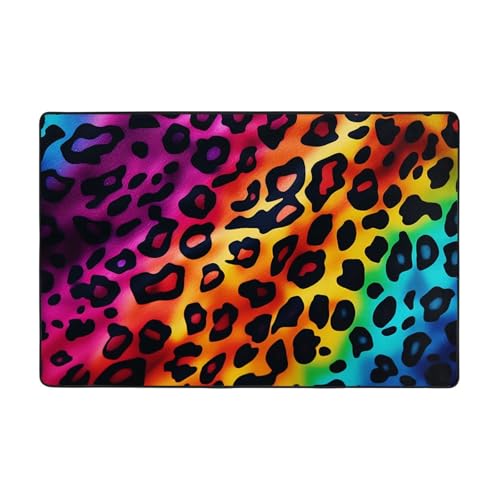 Tapis léopard arc-en-ciel antidérapant et lavable qui ne glisse plus