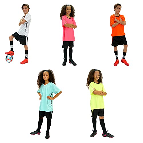 Pairformance Set Of Soccer Sleeve T Shirt Jersey And Shorts For Boys And Girls Sport Team Uniform & Training Indoor/Outdoor. 2 Pieces Clothing Age 10-12 (Large, Green) S9-Green-L #TOP2