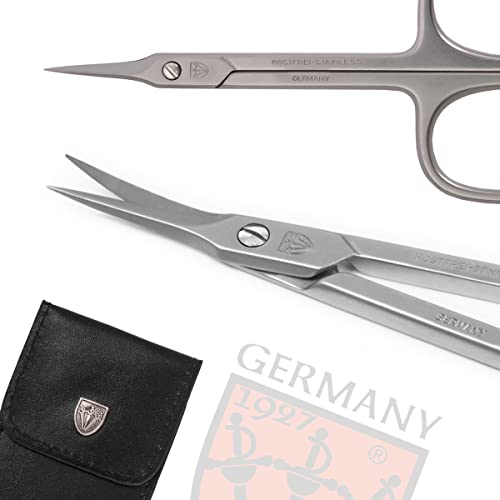3 Swords Germany Solingen - Brand Quality Stainless Steel Inox Curved Cuticle Towerpoint Scissors (1 Piece) With Case For Manicure Pedicure - Nail Care By 3 Swords - Made In Germany #TOP1