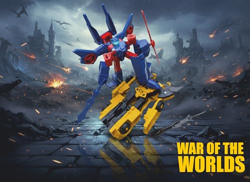 Image of Bazinga Transcops - Converting Robots Action Figure Toys | Set of 2 | Robot to Car & Car to Robot Action Figures | Yellow & Blue Combat Vehicle Toys | DIY Toy for Boys for Ages 3 +