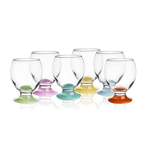 Sendez 6 glas med färgglada fötter 250 ml vattenglas juiceglas dricksglas whiskyglas