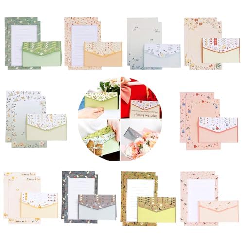 Juego de 90 sobres de papel de carta A5, papel natural, 60 papeles de escritura, 30 sobres para oficina, hogar, escuela, cumpleaños, invitaciones de boda