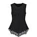 Aokin Ladies Scoop Neck Sleeveless Lace Shirt Blouse Top (M, Black)