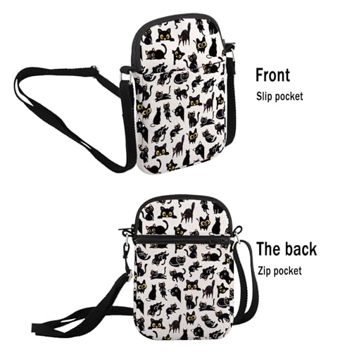 G2TUP Black Cats Lover Gift Black Cat Design Crossbody Bag Pet Cats Mom Travel Bag Kitty Merch2