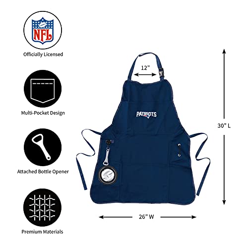Team Sports America Nfl New England Patriots Ultimate Grilling Apron | Bottle Opener And Insulated Beverage Holder | Heavy Duty Durable Cotton Canvas 300 Gsm | Machine Washable | Adjustable Straps #TOP1