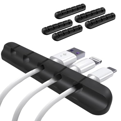 ADYTON - Organizadores de Cables, Sujetacables Adhesivos para Escritorio, Gestión de Cables USB, Clips Autoadhesivos para Ordenador, TV, Oficina y Hogar [Pack de 5]