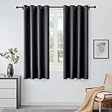 Lifewit Vorhang Blickdicht, Hitzeabweisende Verdunklungsvorhänge, Schallschutz Gardinen mit Ösen Modern Set für Wohnzimmer, Schlafzimmer, 2er Set (140 x 175 cm, Grau)