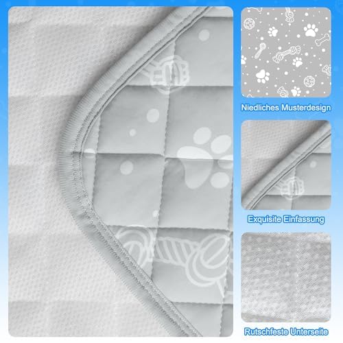 MH MYLUNE HOME Kühlmatte für Hunde Katze Thermochrome Hundekühlmatte Selbstkühlend rutschfest Wasserabsorbierend Tragbar Kühldecke für Hunde Hundedecke Kühlend Cooling Mat Dog- M 75 x 50 cm