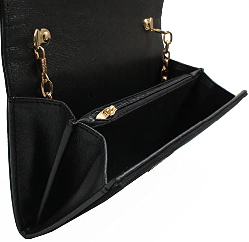 Autumnwell Black Faux Suede Clutch Purse Evening Bag For Women，Envelope Handbag With Detachable Chain For Wedding And Party #TOP4