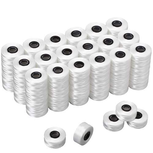 Maysing 100 Pcs Magnetic L Prewound Bobbins for Embroidery Machine Polyester Prewound Bobbin Thread 70d for Commercial Home Sewing(White) by Maysing - Used condition - US$30.93