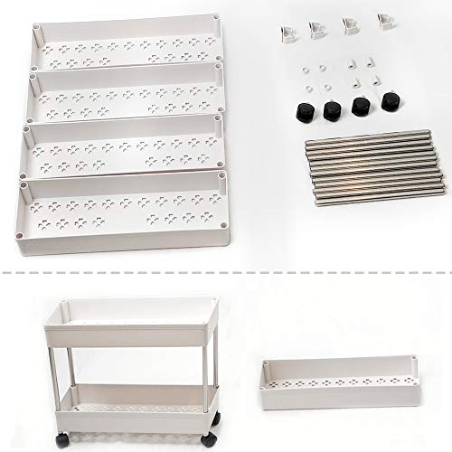 Miniatura 7 de T-Lovendo.Es Carro De Cocina Estrecho Alto Con Ruedas. Carrito Auxiliar Organizador Verdulero. Almacenaje Vertical Cajones De Plástico. Blanco, Tres Baldas