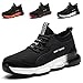 YISIQ Scarpe Antinfortunistica Uomo Donna Leggere Scarpe da Lavoro con Punta in Acciaio Scarpe Sportive di Sicurezza Traspirante Estive Unisex, 07 Nero Bianca, 41 EU